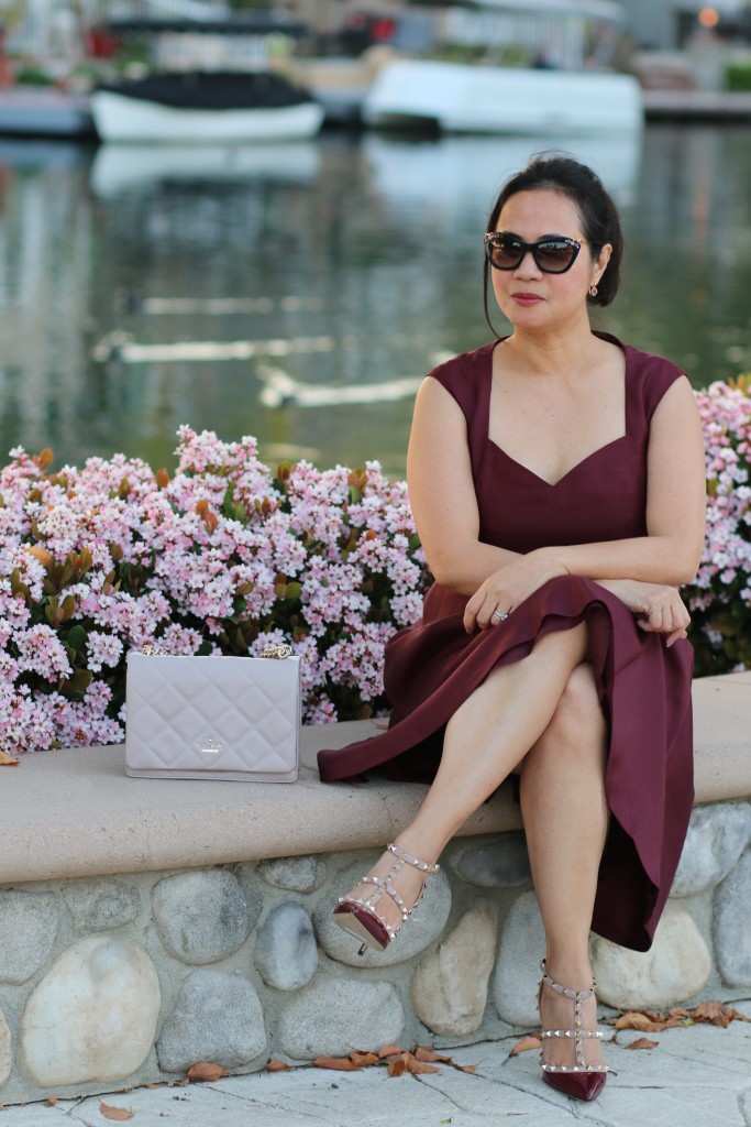 Valentino Rockstud Heels in burgundy