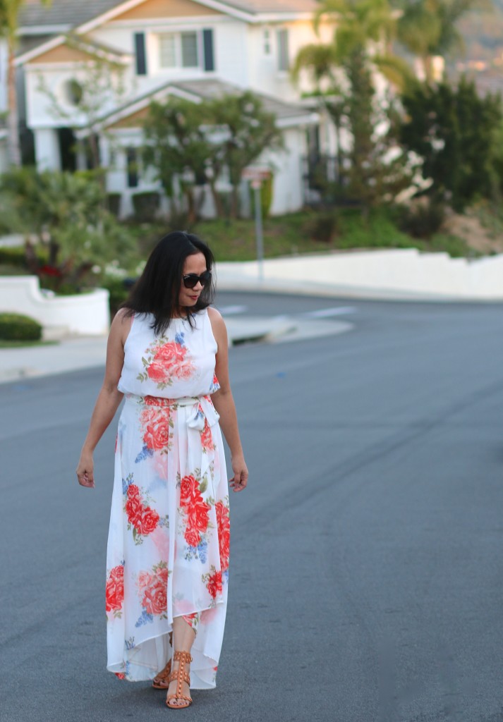 White and Orange Floral Spring Dress