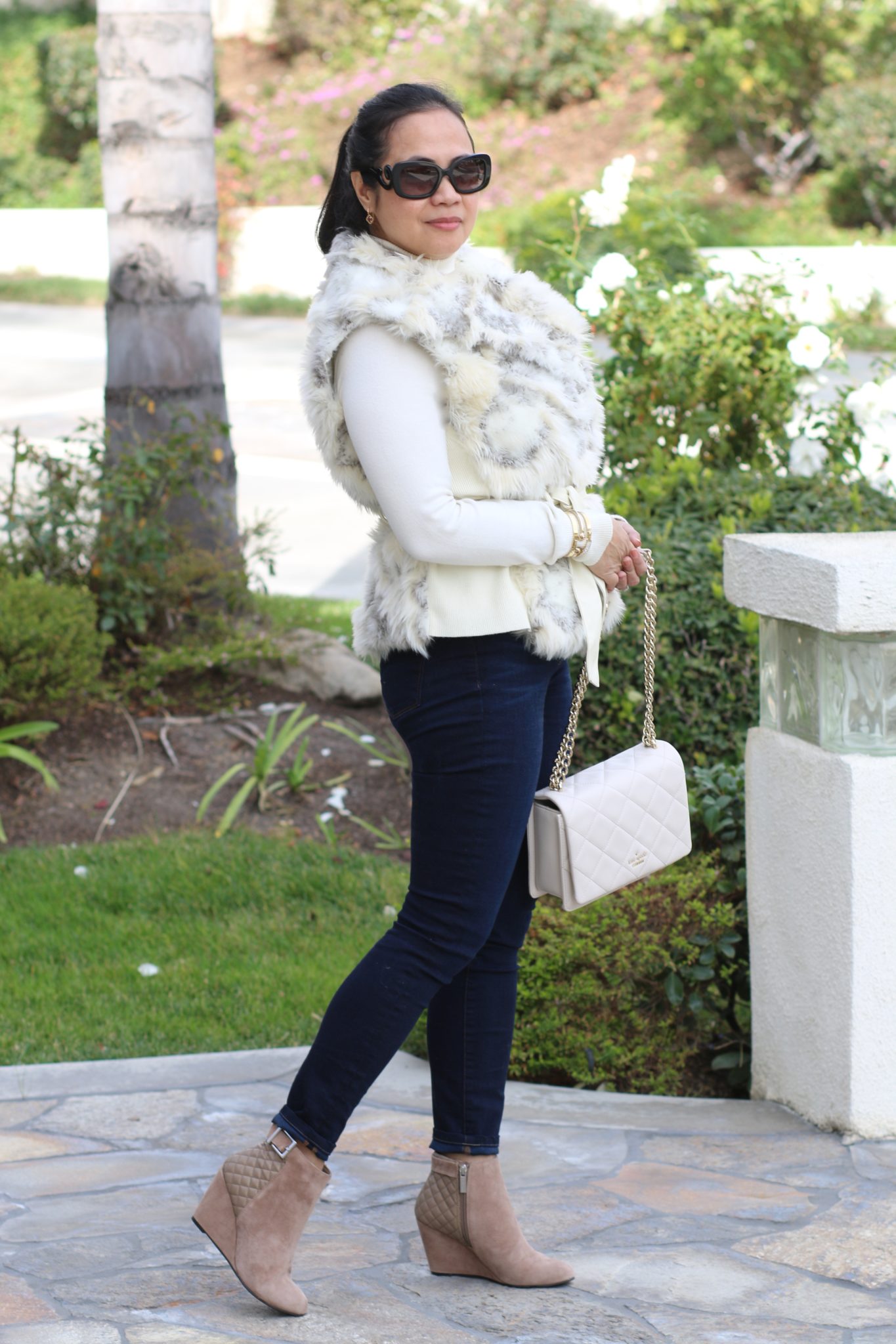 Faux Fur Vest Outfit - My life and My style